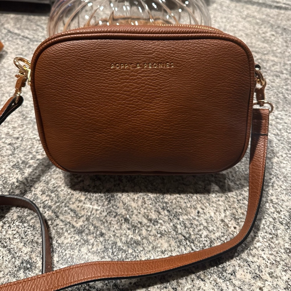 Poppy & Peonies Brown Crossbody Bag